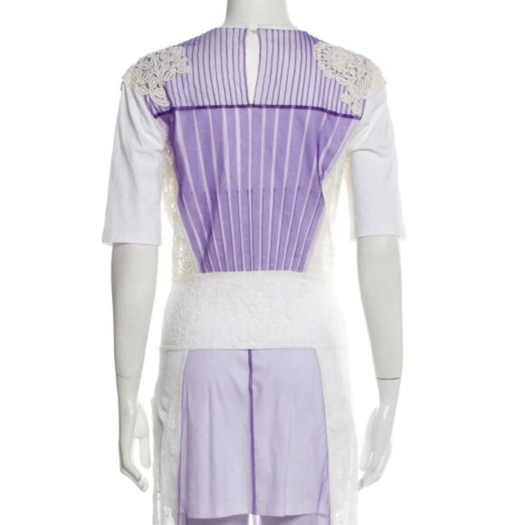 Burberry Striped Lace/Mesh Lavender/White Long Dress S - Picture 3 of 7